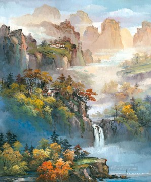 中国 Painting - 中国の風景 山水山の滝 0 954